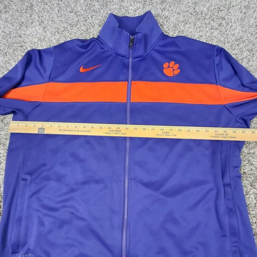Nike Clemson Tigers Track Jacket Mens 2XL XXL Purple Full Zip Up Dri-Fit